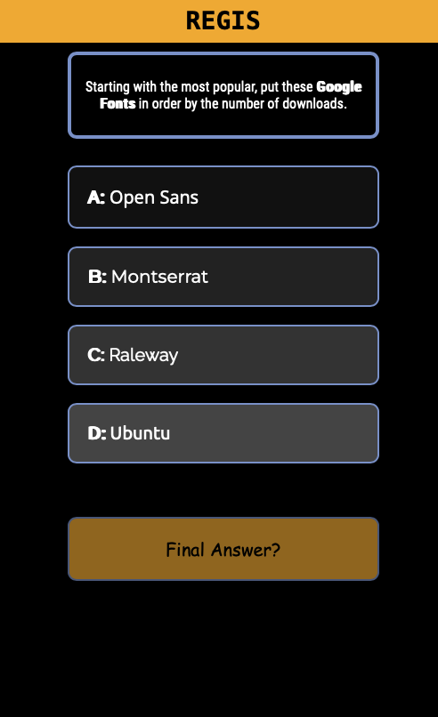 Who Wants to Be a Millionaire? Player UI Example